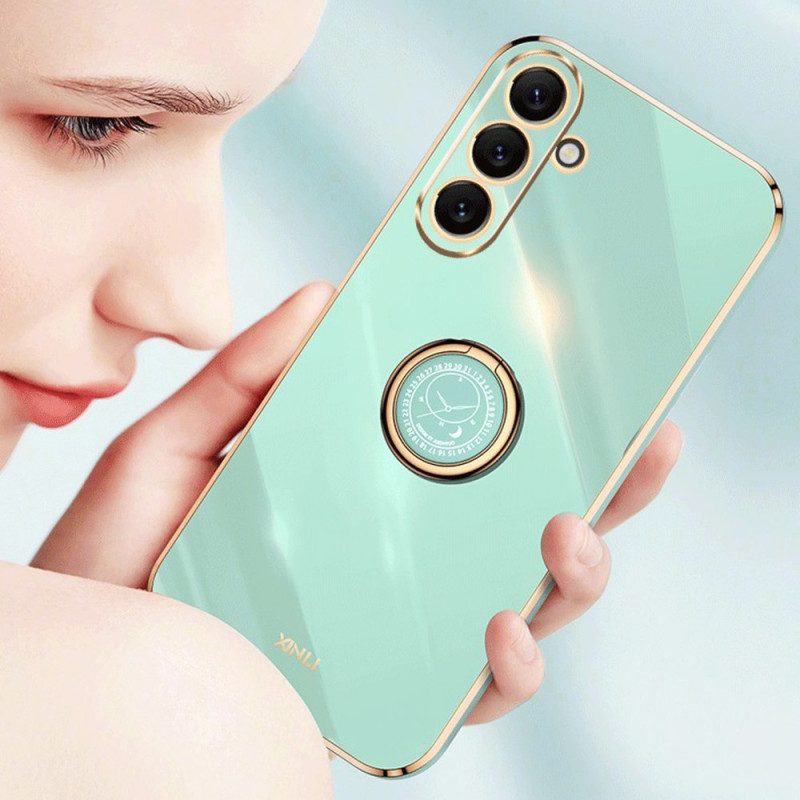Cover Samsung Galaxy A54 5G Bordi Dorati Con Supporto Ad Anello