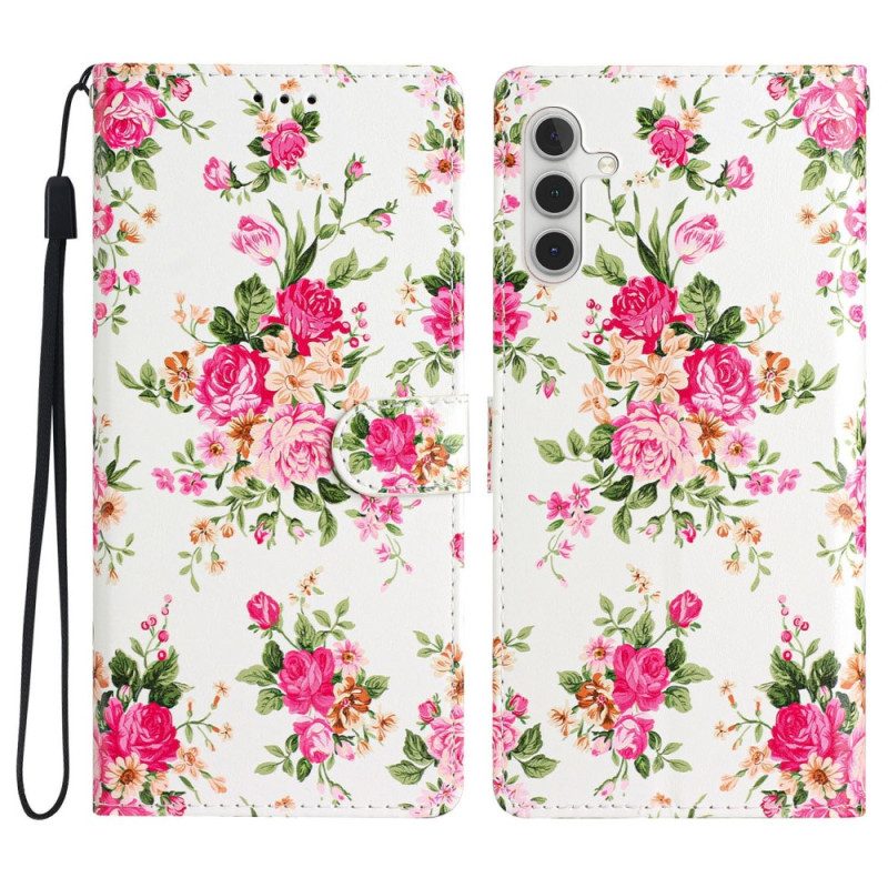 Custodia in pelle Samsung Galaxy A54 5G Cinturino Liberty Fiori