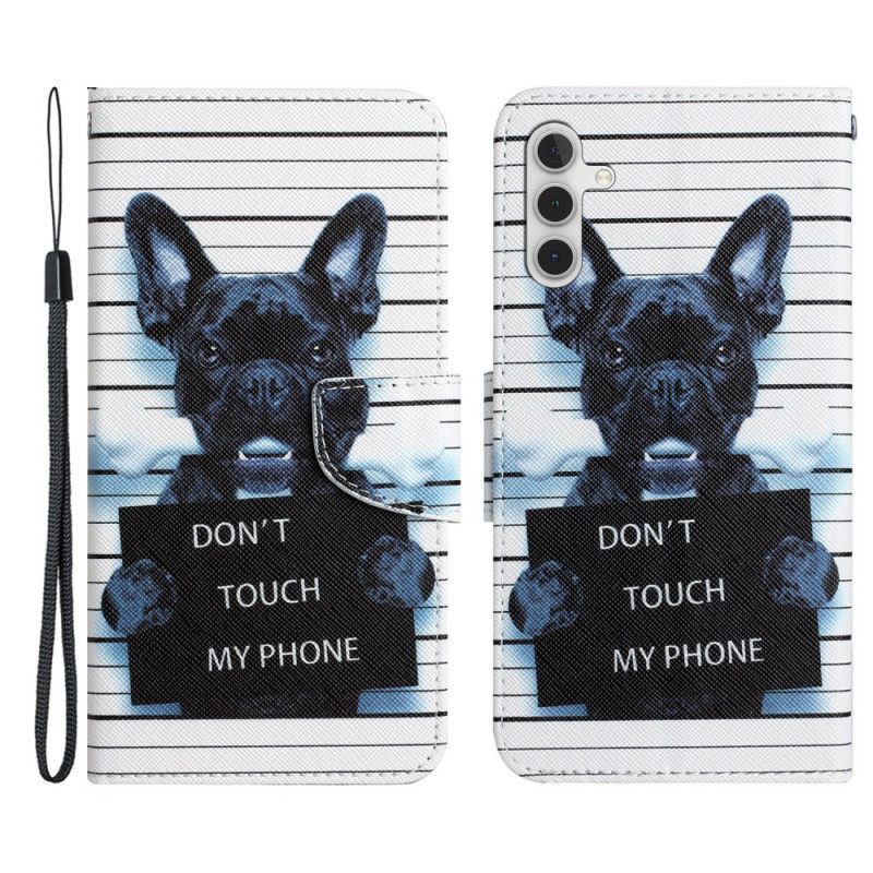 Custodia in pelle Samsung Galaxy A54 5G Il Cane Non Tocca Con Il Cordino