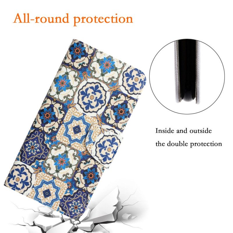 Custodia in pelle Samsung Galaxy A54 5G Patchwork Con Spalline