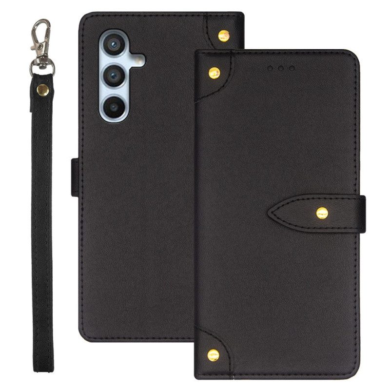 Custodia in pelle Samsung Galaxy A54 5G Rivetti E Cinturino Idewei