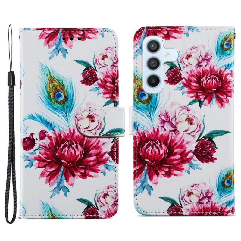 Custodia in pelle Samsung Galaxy A54 5G Strappy Floreale