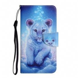 Folio Cover Samsung Galaxy A54 5G Piccolo Leopardo Con Cordino