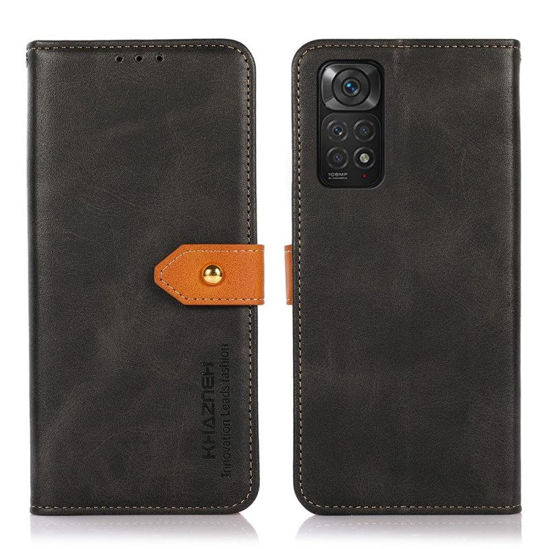 Custodia in pelle Xiaomi Redmi Note 11 / 11S Con Cinturino Khazneh