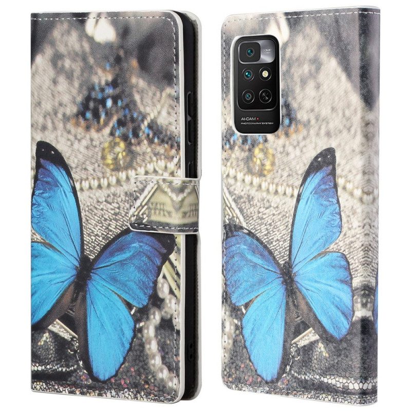 Custodia in pelle Xiaomi Redmi Note 11 / 11S Farfalla Blu