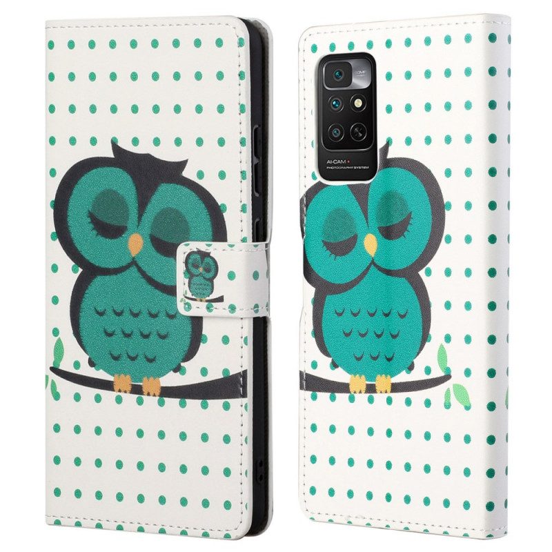 Custodia in pelle Xiaomi Redmi Note 11 / 11S Gufo Addormentato