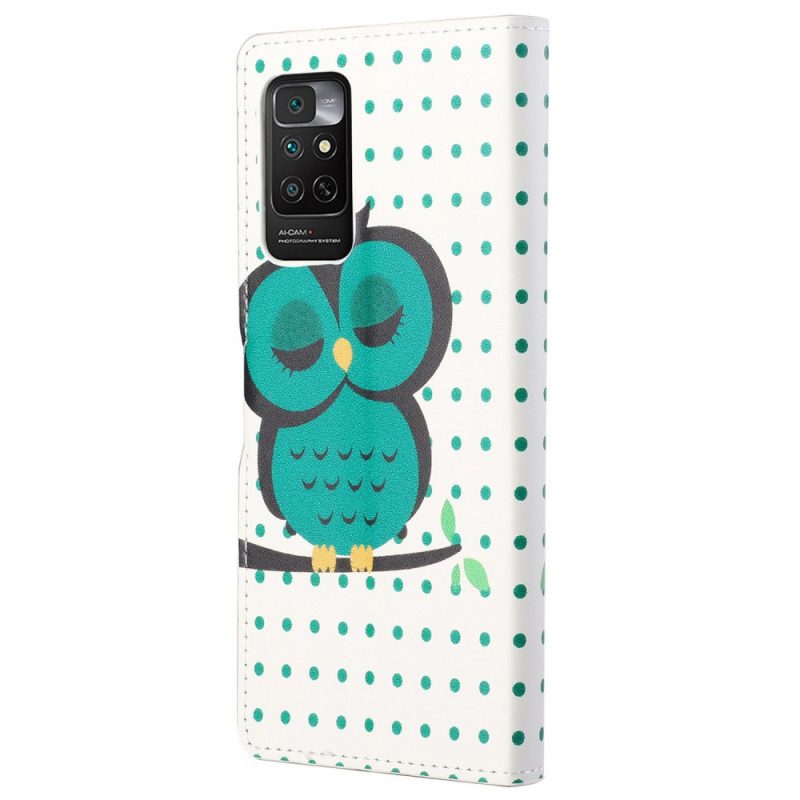 Custodia in pelle Xiaomi Redmi Note 11 / 11S Gufo Addormentato