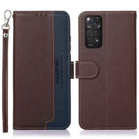 Custodia in pelle Xiaomi Redmi Note 11 / 11S Lychee Style Rfid Khazneh
