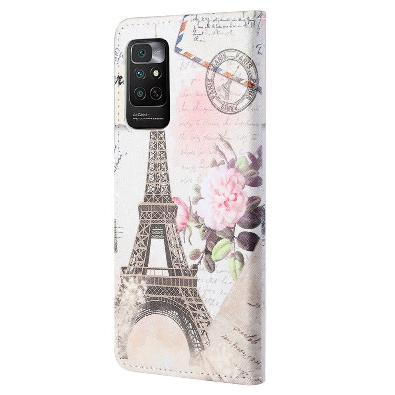 Custodia in pelle Xiaomi Redmi Note 11 / 11S Retrò Torre Eiffel