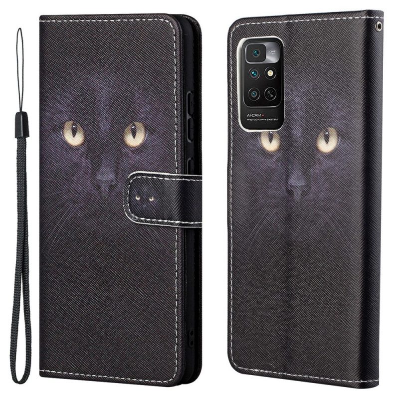Custodia in pelle Xiaomi Redmi Note 11 / 11S Strappy Occhi Di Gatto Nero