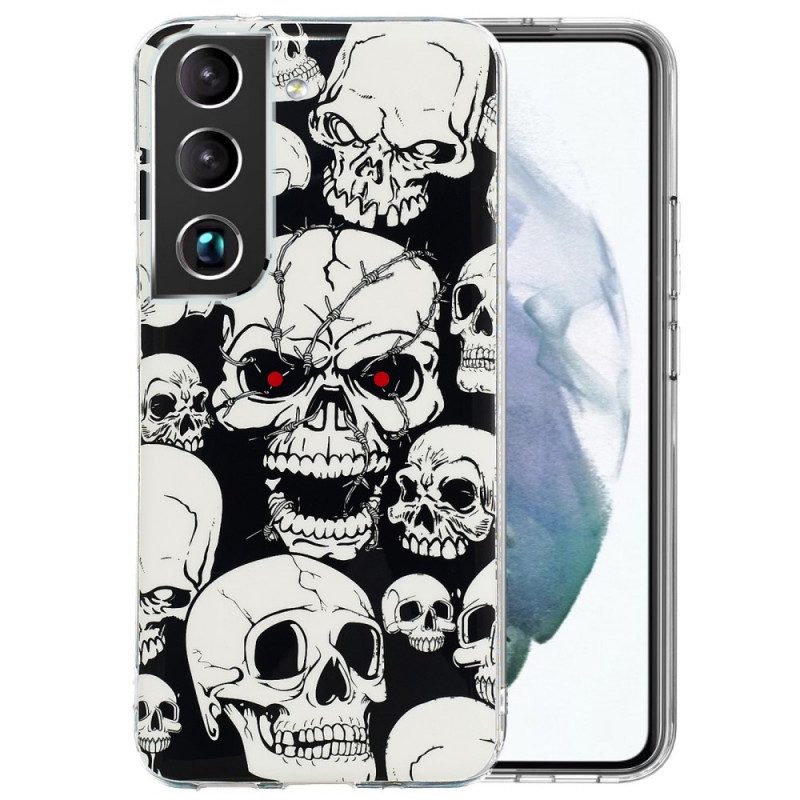 Cover Samsung Galaxy S22 Plus 5G Attenzione Teschi Fluorescenti