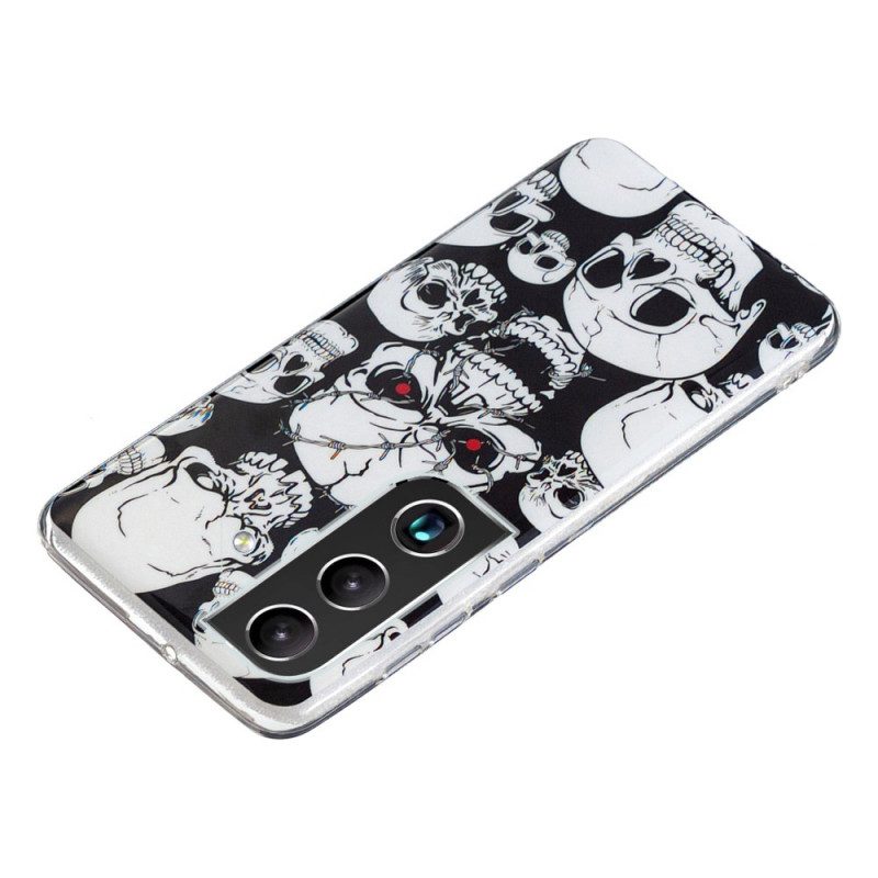 Cover Samsung Galaxy S22 Plus 5G Attenzione Teschi Fluorescenti