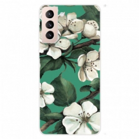Cover Samsung Galaxy S22 Plus 5G Fiori Bianchi Dipinti