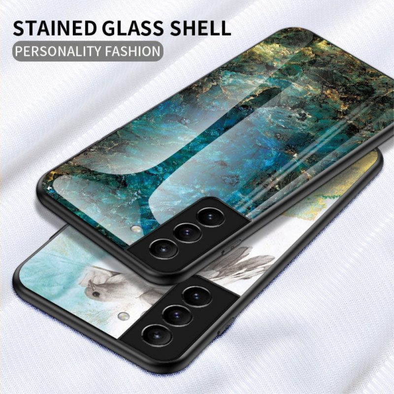 Cover Samsung Galaxy S22 Plus 5G Vetro Temperato Colori Marmo