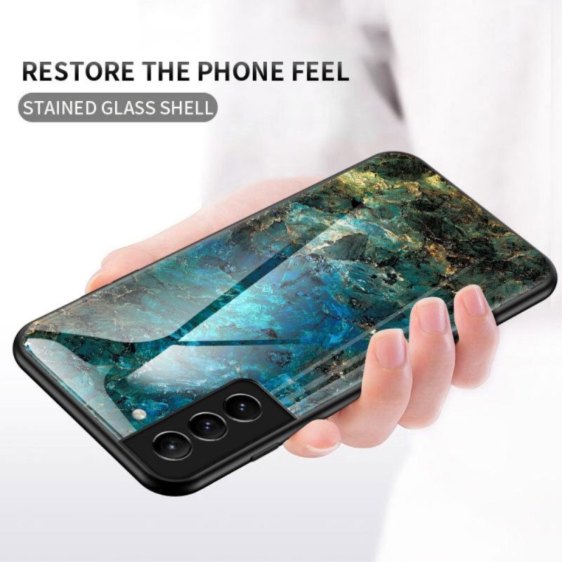 Cover Samsung Galaxy S22 Plus 5G Vetro Temperato Colori Marmo