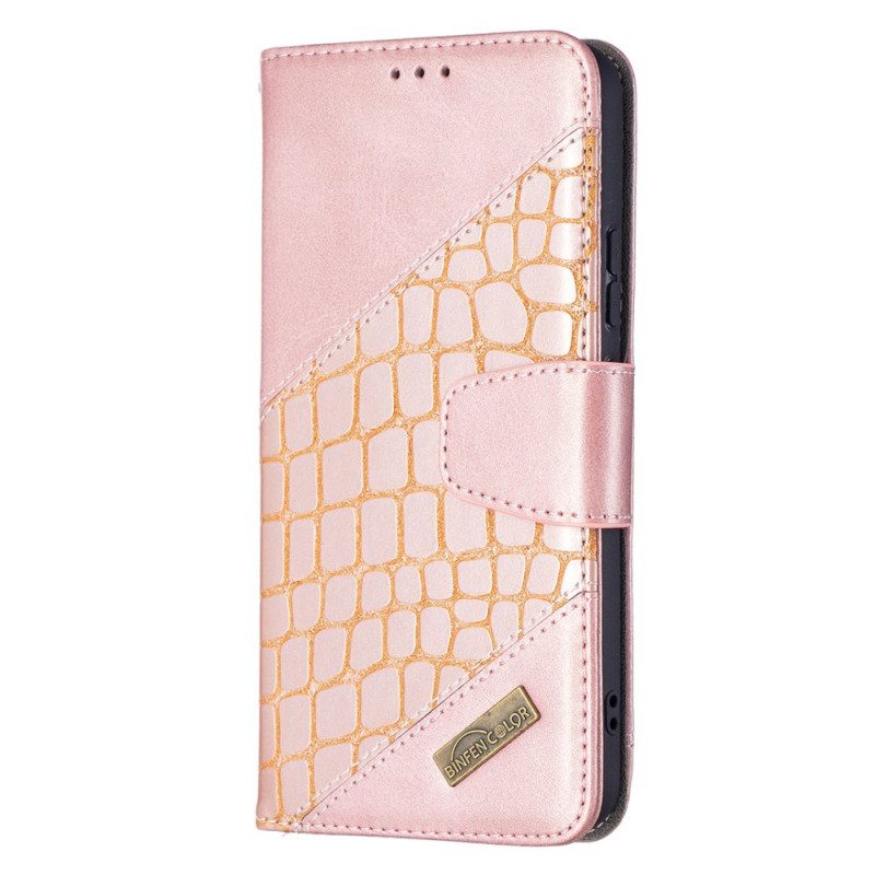 Custodia A Portafoglio Samsung Galaxy S22 Plus 5G Classico Effetto Pelle Di Coccodrillo
