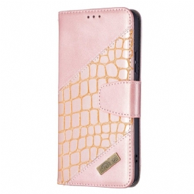 Custodia A Portafoglio Samsung Galaxy S22 Plus 5G Classico Effetto Pelle Di Coccodrillo
