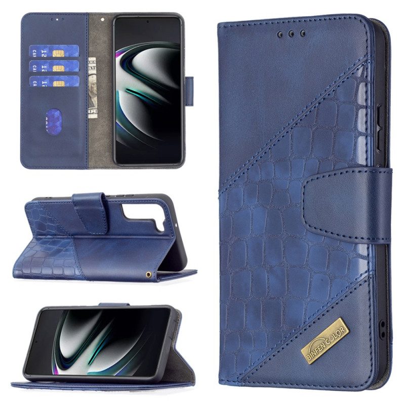 Custodia A Portafoglio Samsung Galaxy S22 Plus 5G Classico Effetto Pelle Di Coccodrillo