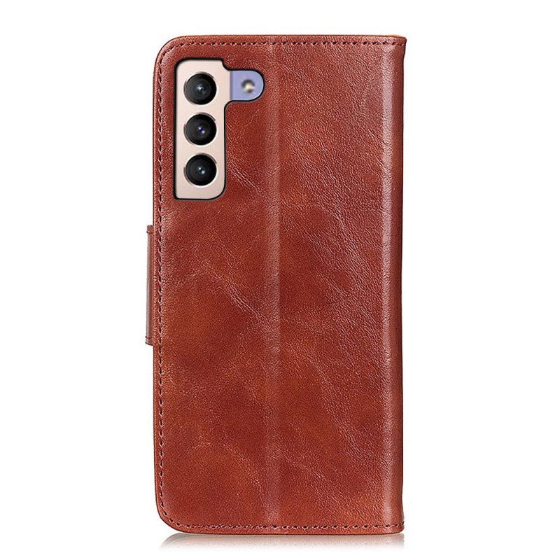 Custodia in pelle Samsung Galaxy S22 Plus 5G Chiusura Reversibile In Pelle Crosta
