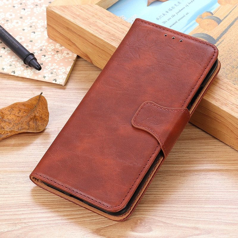 Custodia in pelle Samsung Galaxy S22 Plus 5G Chiusura Reversibile In Pelle Crosta