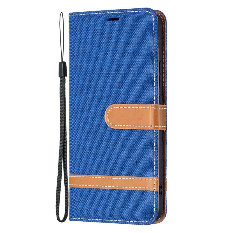 Custodia in pelle Samsung Galaxy S22 Plus 5G Cinturino Effetto Tessuto E Pelle