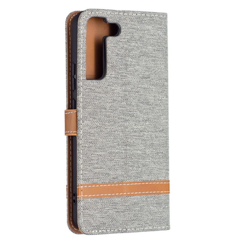 Custodia in pelle Samsung Galaxy S22 Plus 5G Cinturino Effetto Tessuto E Pelle