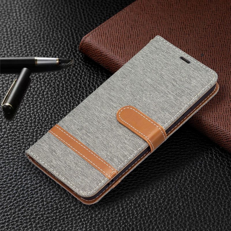 Custodia in pelle Samsung Galaxy S22 Plus 5G Cinturino Effetto Tessuto E Pelle