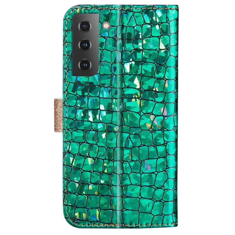 Custodia in pelle Samsung Galaxy S22 Plus 5G Diamanti Coccodrillo