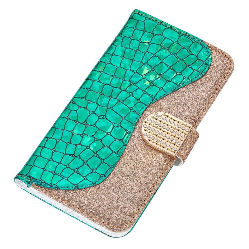 Custodia in pelle Samsung Galaxy S22 Plus 5G Diamanti Coccodrillo