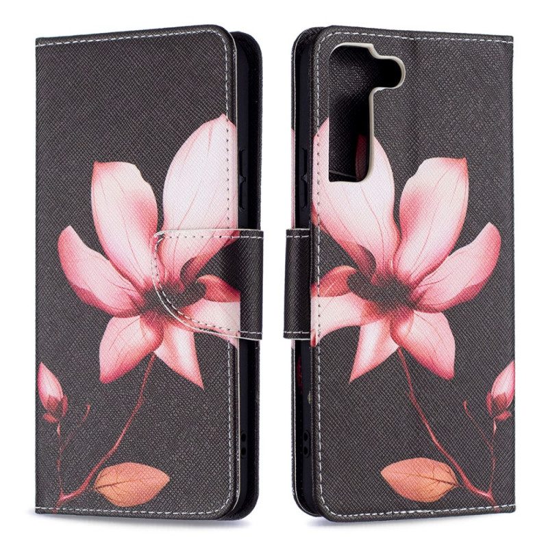 Custodia in pelle Samsung Galaxy S22 Plus 5G Fiore Rosa