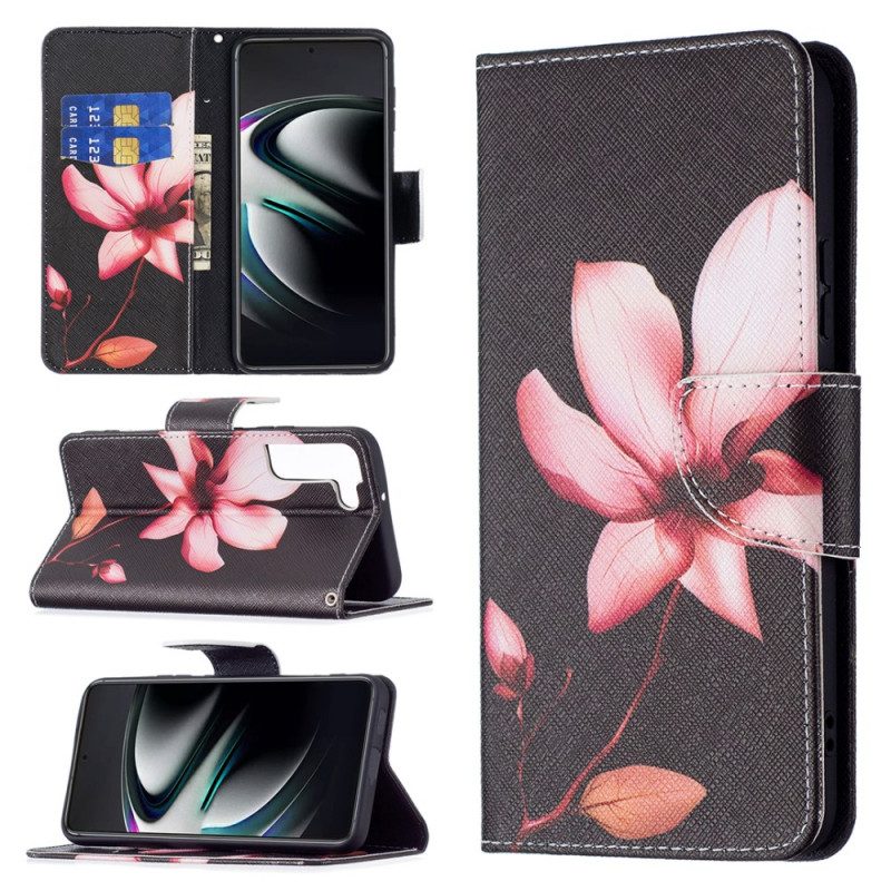 Custodia in pelle Samsung Galaxy S22 Plus 5G Fiore Rosa