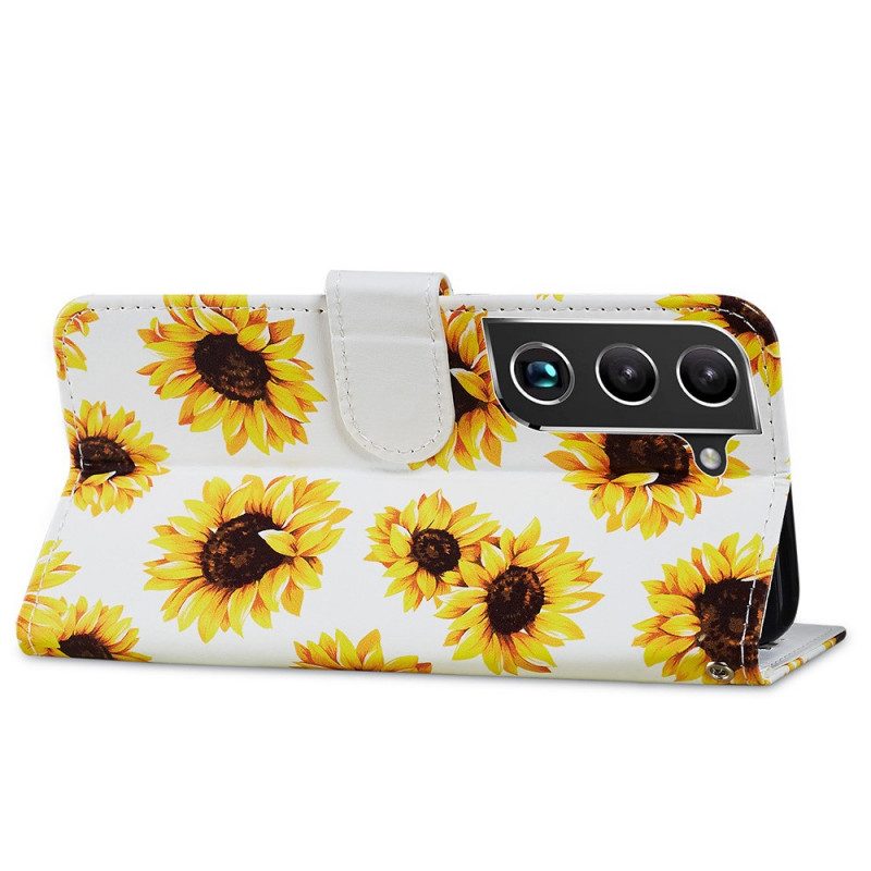 Custodia in pelle Samsung Galaxy S22 Plus 5G Girasoli