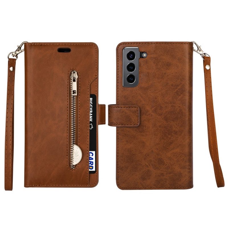 Custodia in pelle Samsung Galaxy S22 Plus 5G Portamonete E Cordino