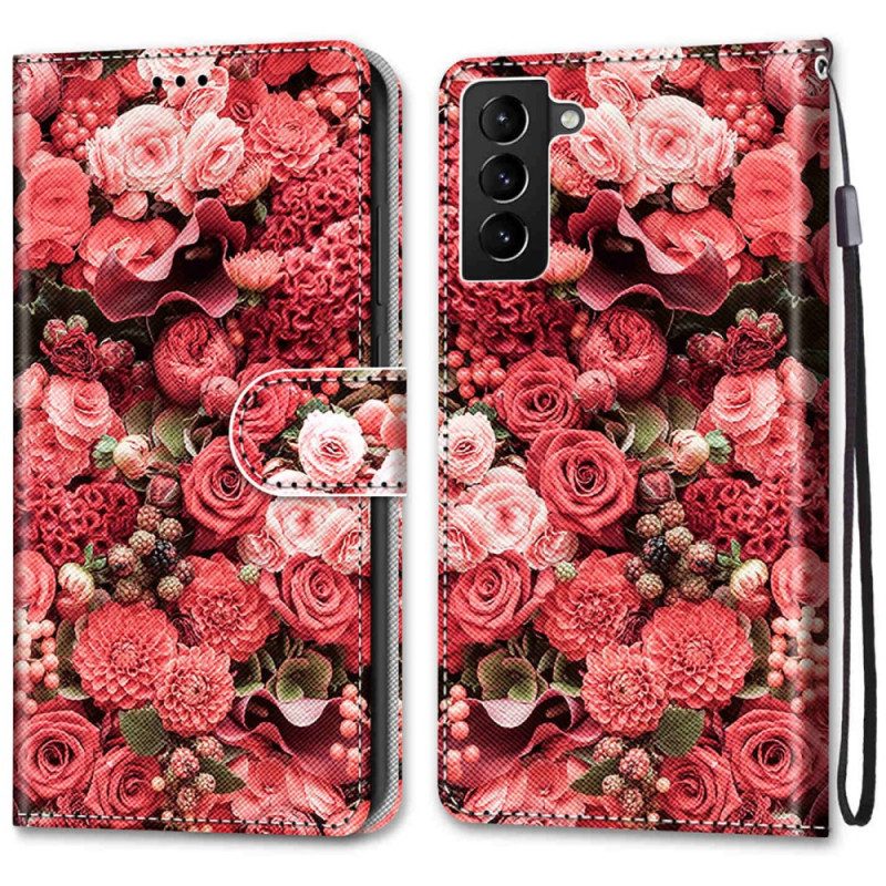 Custodia in pelle Samsung Galaxy S22 Plus 5G Romanticismo Floreale