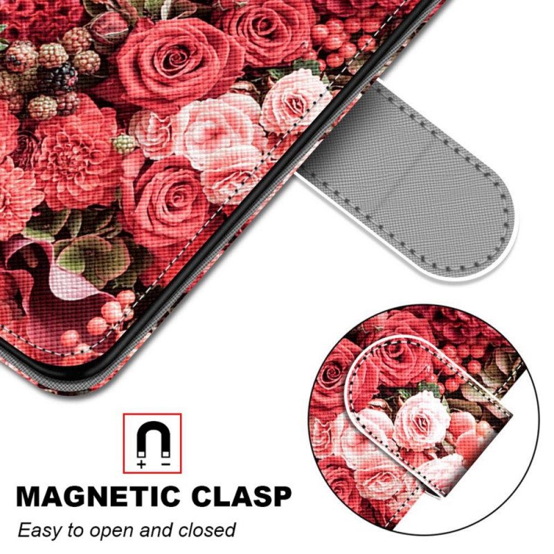 Custodia in pelle Samsung Galaxy S22 Plus 5G Romanticismo Floreale