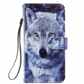 Custodia in pelle Samsung Galaxy S22 Plus 5G Splendidi Lupi Con Cordino