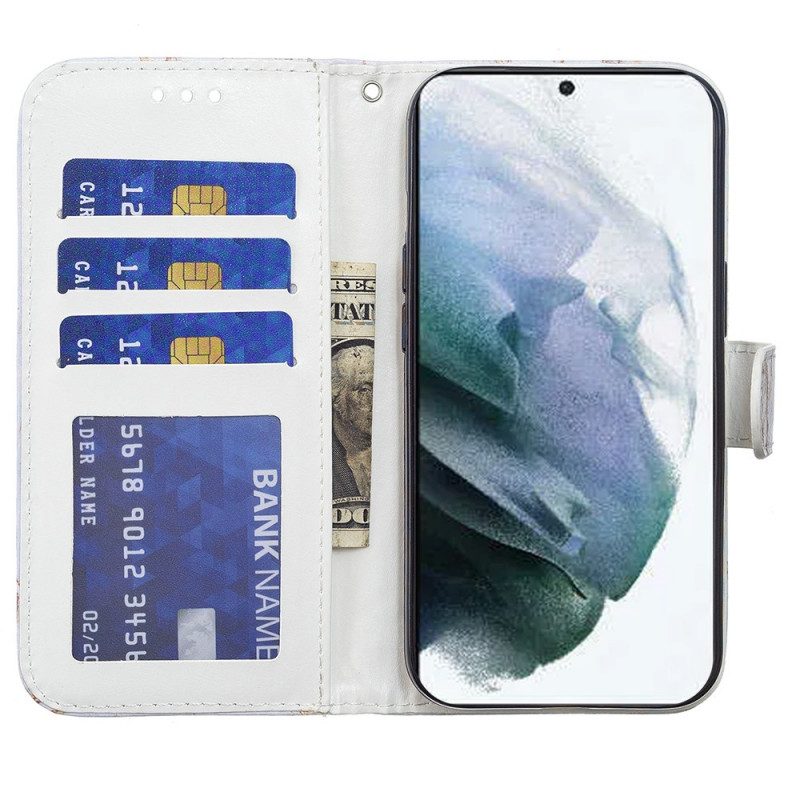 Custodia in pelle Samsung Galaxy S22 Plus 5G Splendidi Lupi Con Cordino