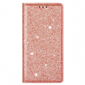 Folio Cover Samsung Galaxy S22 Plus 5G Custodia in pelle Stile Paillettes