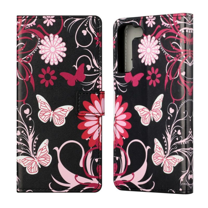 Folio Cover Samsung Galaxy S22 Plus 5G Farfalle E Fiori