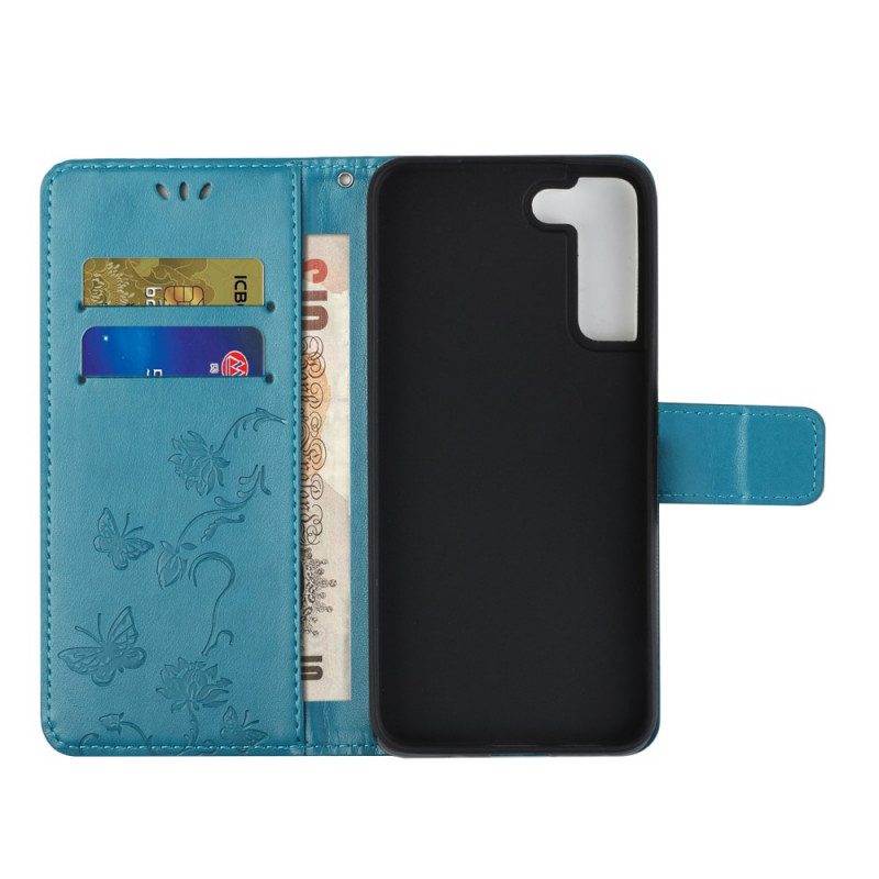 Folio Cover Samsung Galaxy S22 Plus 5G Perizoma Farfalle E Fiori