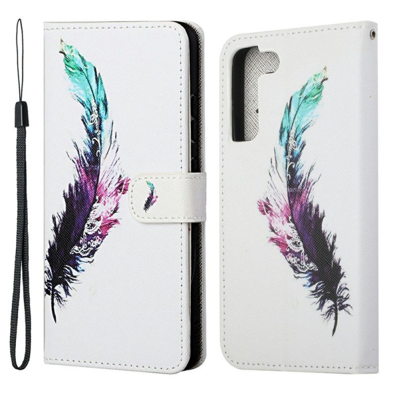 Folio Cover Samsung Galaxy S22 Plus 5G Piuma Con Cordino