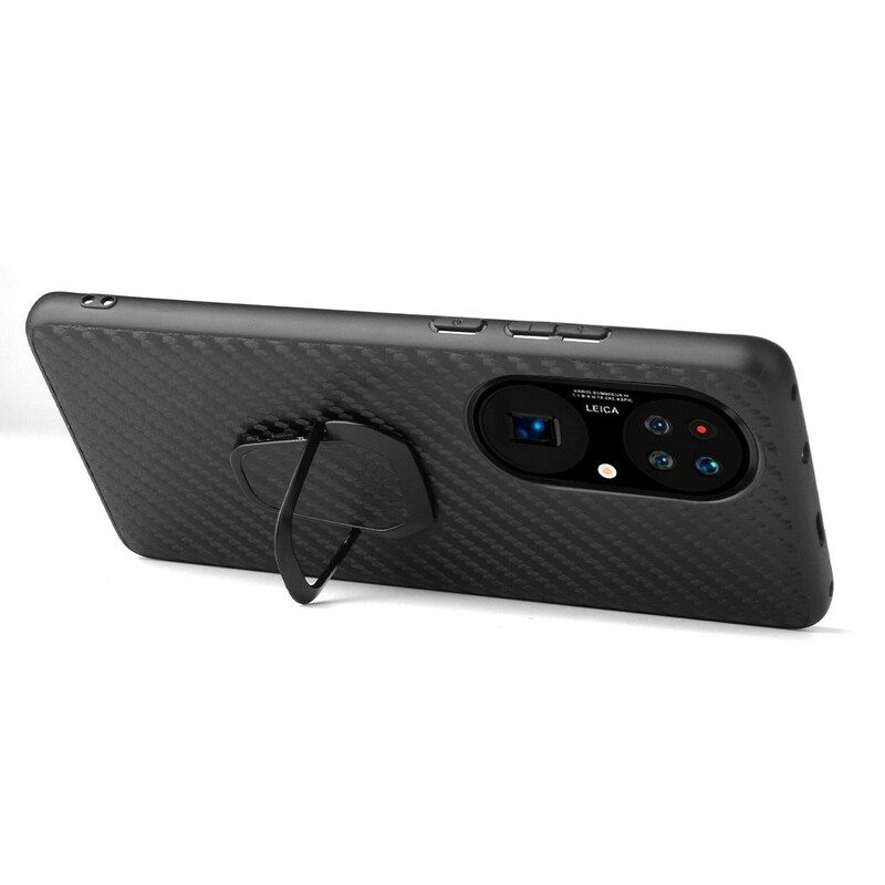 Cover Huawei P50 Pro Supporto Anello In Fibra Di Carbonio