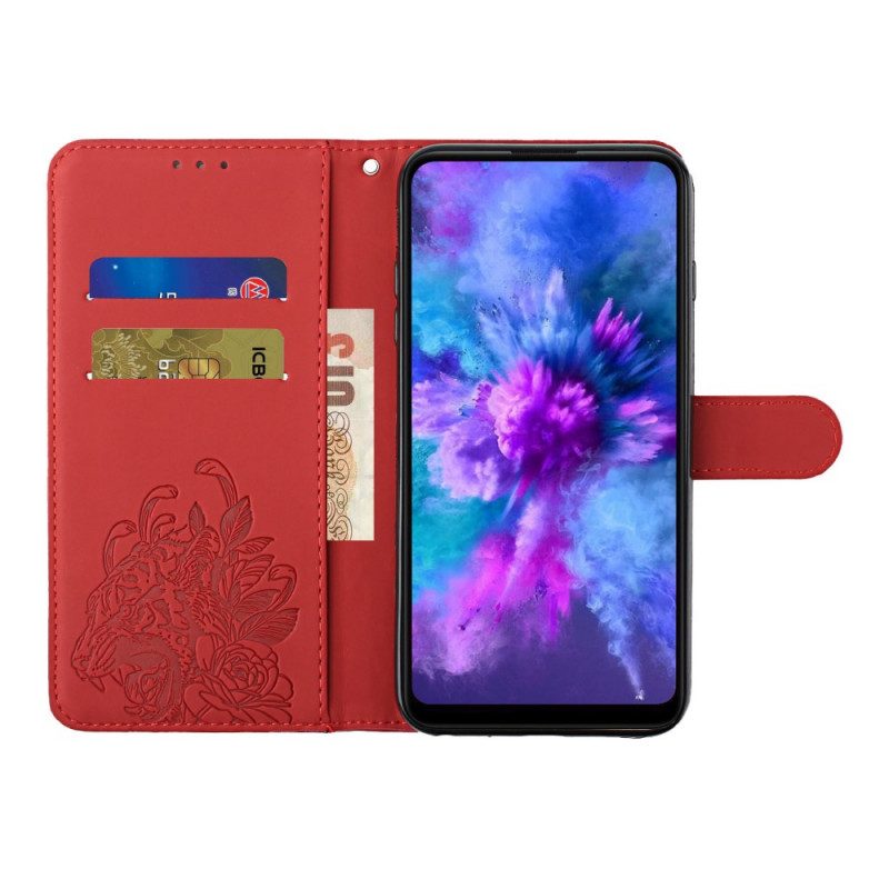 Custodia in pelle Huawei P50 Pro Barocco Strappy Tiger