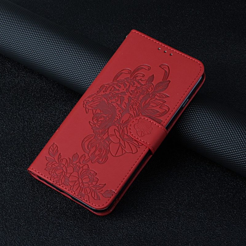 Custodia in pelle Huawei P50 Pro Barocco Strappy Tiger