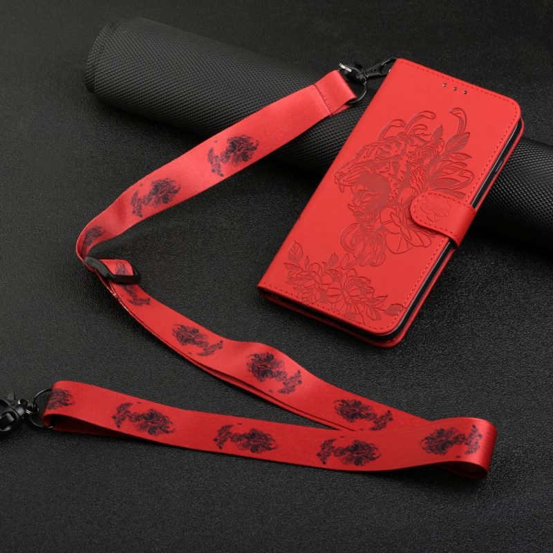 Custodia in pelle Huawei P50 Pro Barocco Strappy Tiger