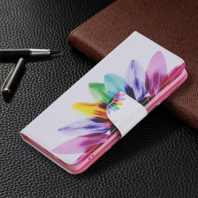 Custodia in pelle Huawei P50 Pro Fiore Dell'acquerello