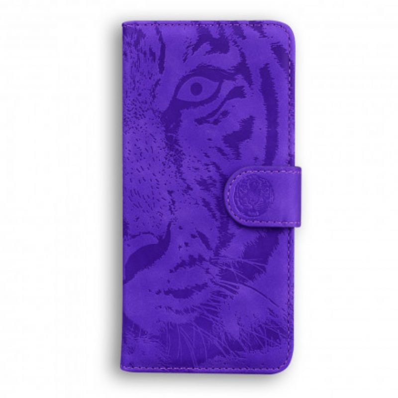 Custodia in pelle Huawei P50 Pro Stampa Faccia Di Tigre