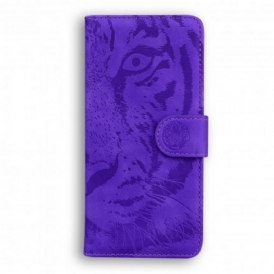 Custodia in pelle Huawei P50 Pro Stampa Faccia Di Tigre