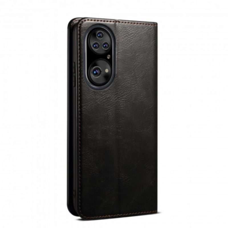 Folio Cover Huawei P50 Pro Custodia in pelle Ecopelle Cerata