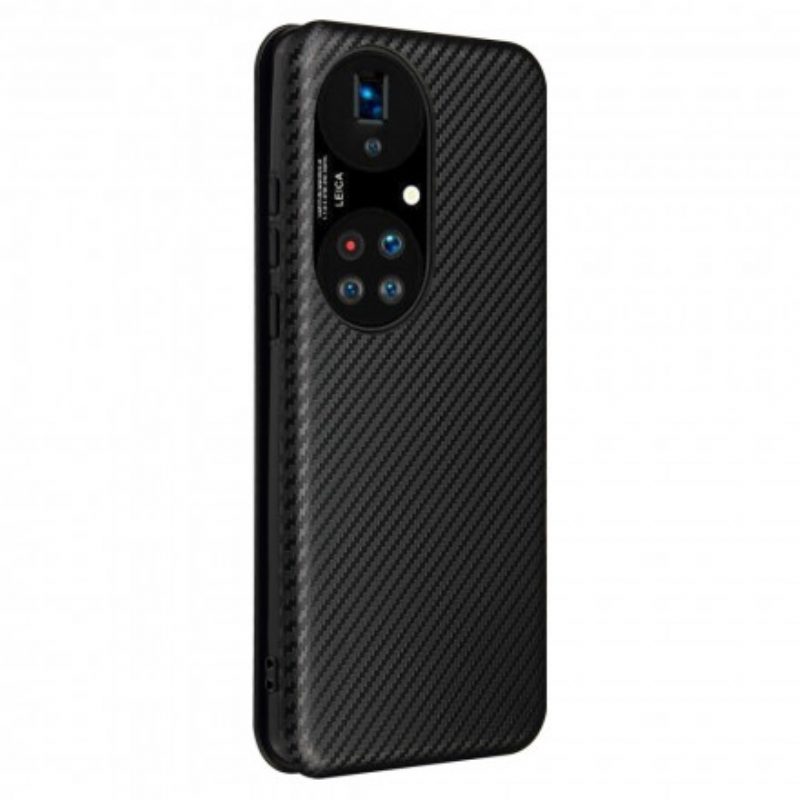 Folio Cover Huawei P50 Pro Custodia in pelle Fibra Di Carbonio